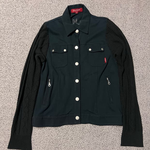 Balmain knit trimmed trucker jacket