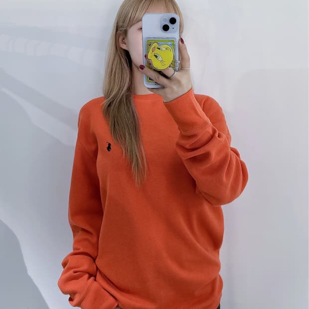 폴로랄프로렌 오렌지 와플 롱슬리브