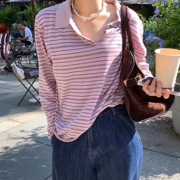 Haag 스트라이프 폴로 니트