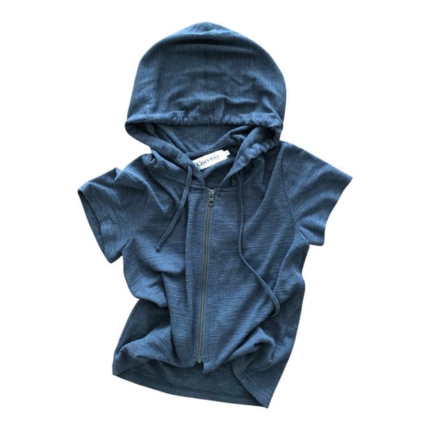gyeong short-sleeve hooded zip-up jacket