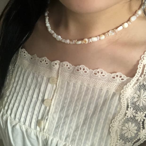 [hand made] 상아빛 자개 비즈 목걸이