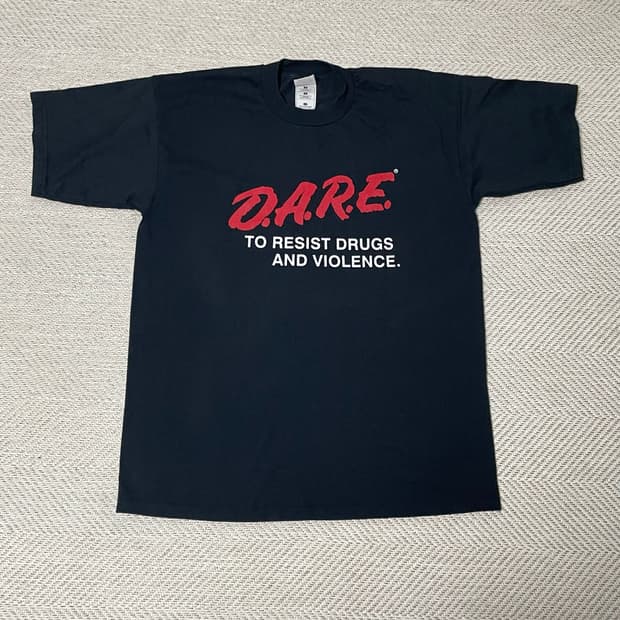(L) 90s 빈티지 DARE 블랙 티셔츠 후룻