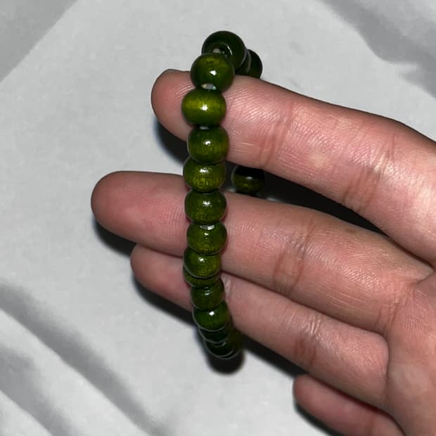 그린 우드볼 라운드 팔찌