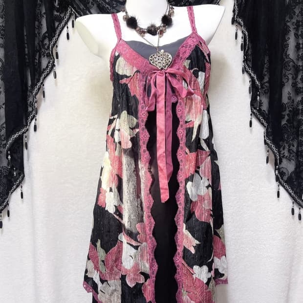 빈티지 오리엔탈 갸루 스팽글 레이스 원피스 슬리브