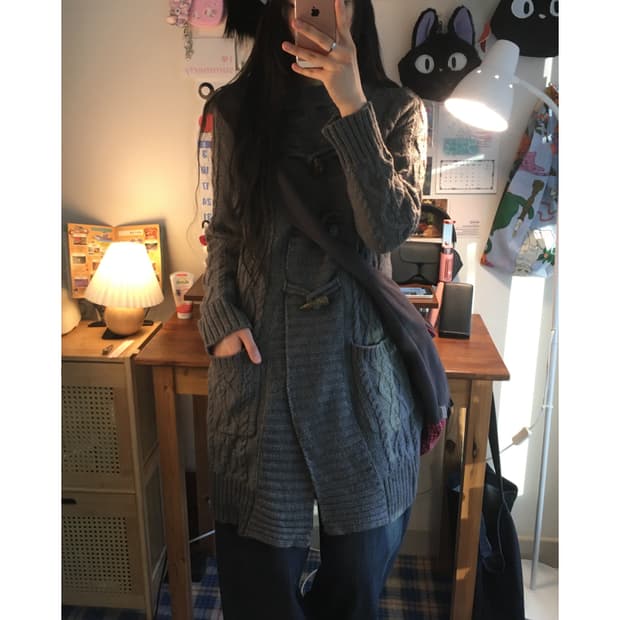 vintage toggle button cardigan gray