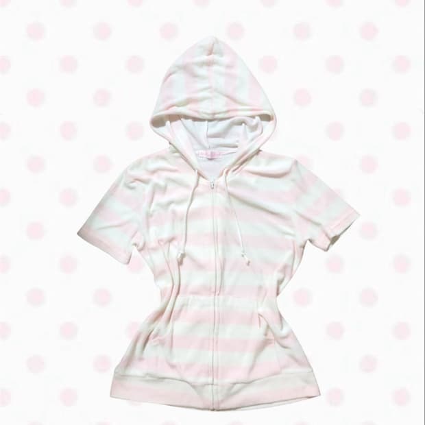 빈티지 히메갸루 tralala st 딸기바닐라 스트라이프 후드집업