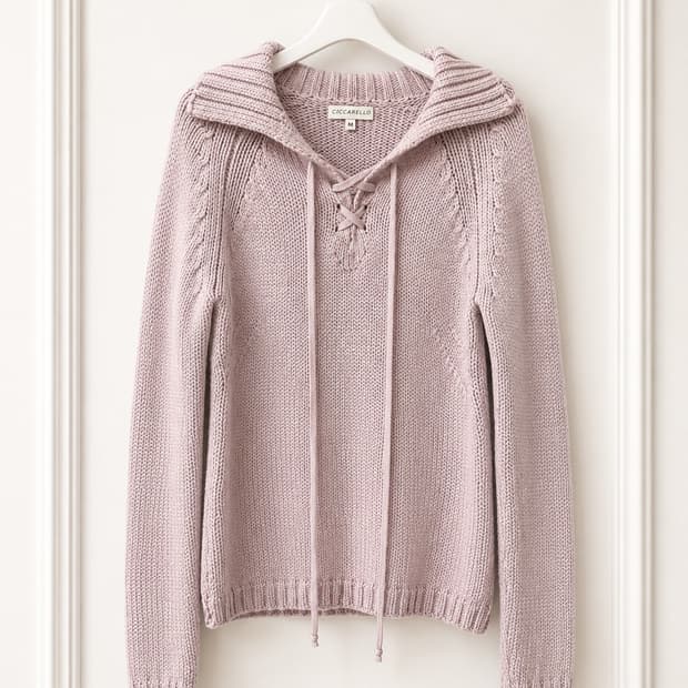Yarn from ITALY 이탈리아 빈티지 로지핑크 아일렛 니트