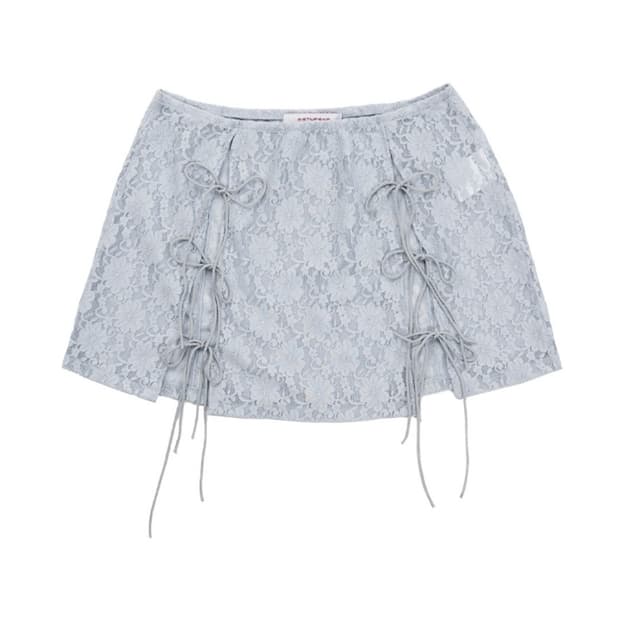 LACE LAYERED SKIRT / BABY BLUE