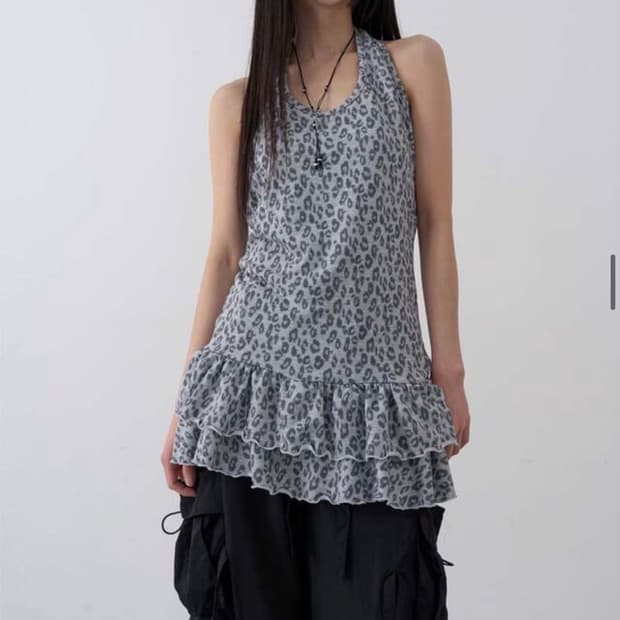 Lowear leopard halter frill mini ops 