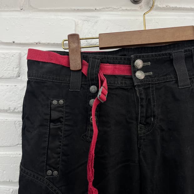 블랙 로우웨스트 카고팬츠