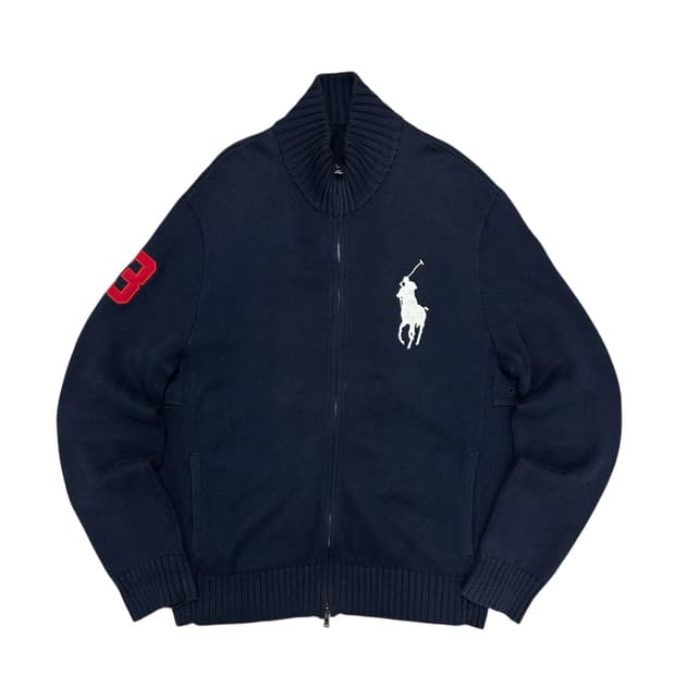 폴로 네이비 빅포니 니트집업