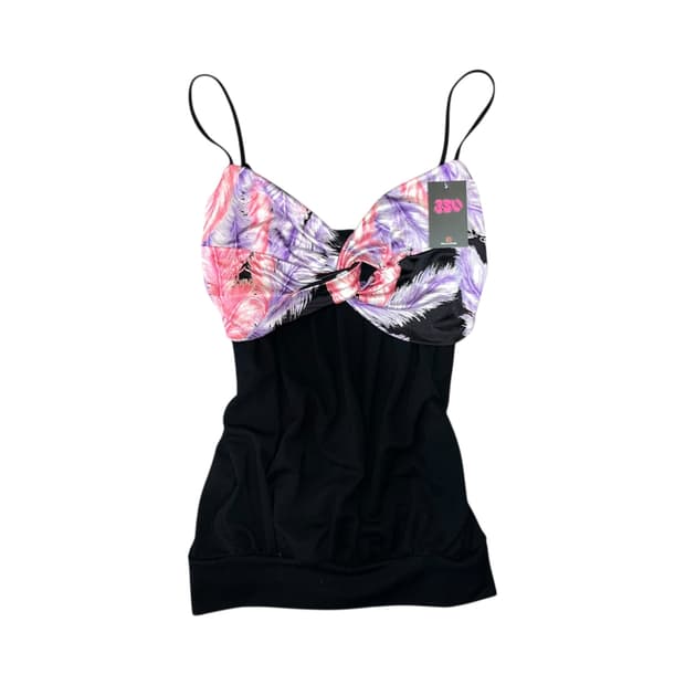 REAL MARS 마즈 깃털패턴 끈 나시 갸루y2k펑크