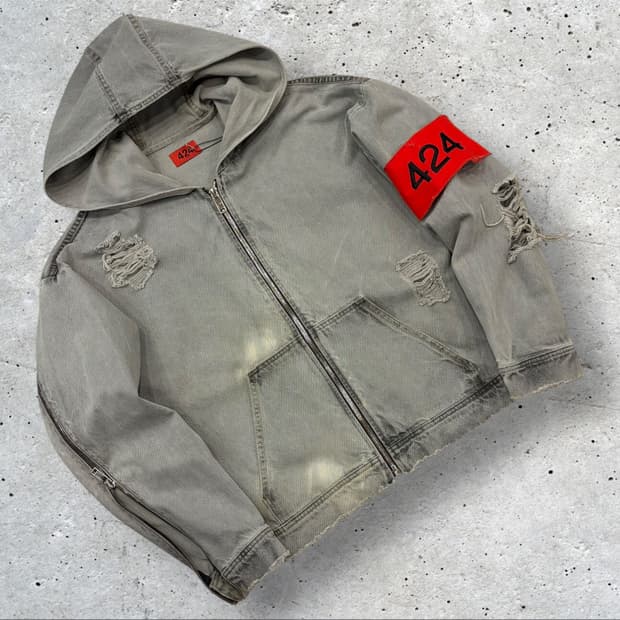 [S] 424 데님 디스 데님 후드 집업 워크 자켓 B577