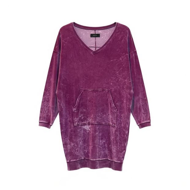 DIESEL 디젤 벨벳 미니 원피스 브이넥 캥거루 포켓 디테일 핑크