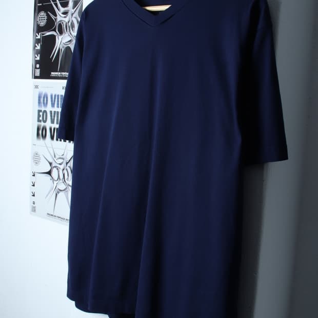 (L-XL) 유니클로 반팔 티셔츠 브이넥 네이비 무지 기본-H31138