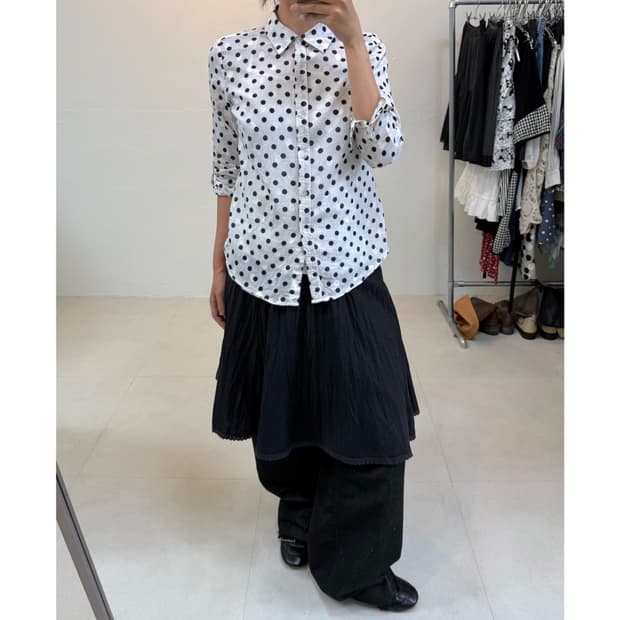 빈티지 도트 블라우스