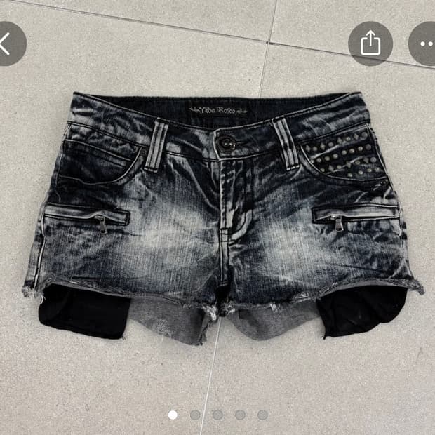 팝걸빈티지 스터드 워싱 숏팬츠