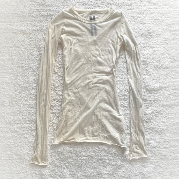 로우 엣지 코튼 롱슬리브 탑