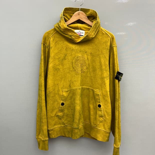 슈프림x스톤아일랜드 콜라보 후드 머스타드