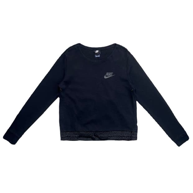 NIKE 스트링 크롭 맨투맨 블랙 L