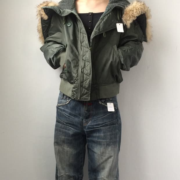 American eagle fake fur hood jacket