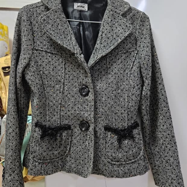 y2k빈티지 도트 리본 자켓