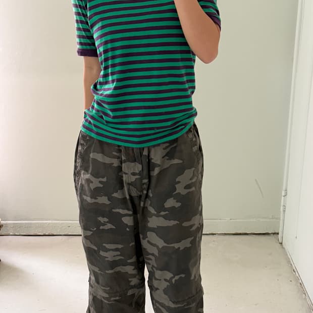 일본빈티지 빔즈 그린퍼플 반팔티