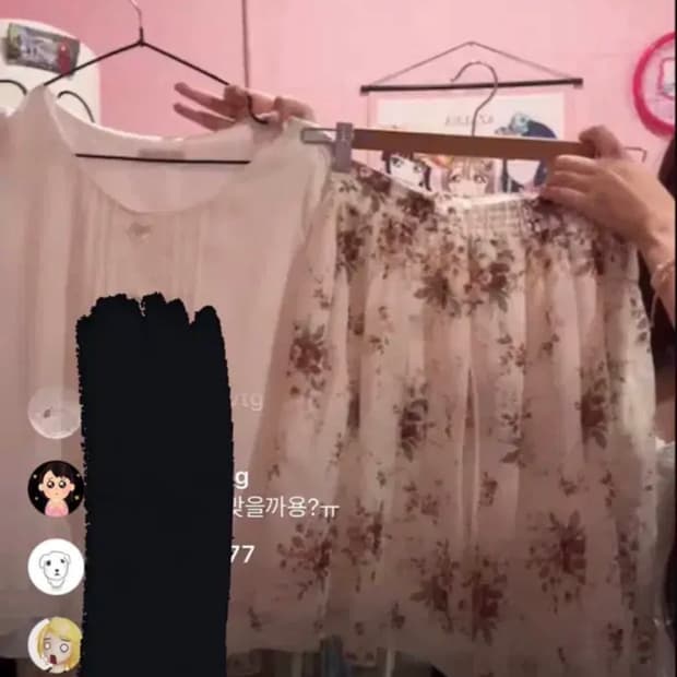 맹물빈티지 빈티지세트 모리걸 블라우스 치마 셋