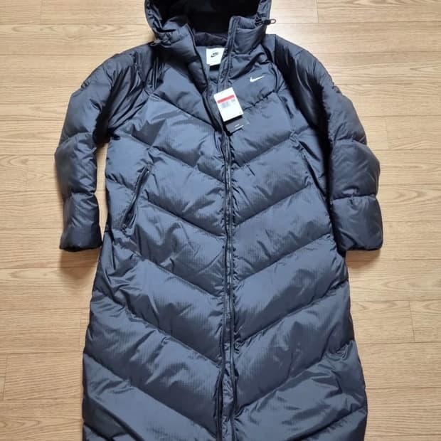 정품 나이키 롱패딩 블랙 90라지