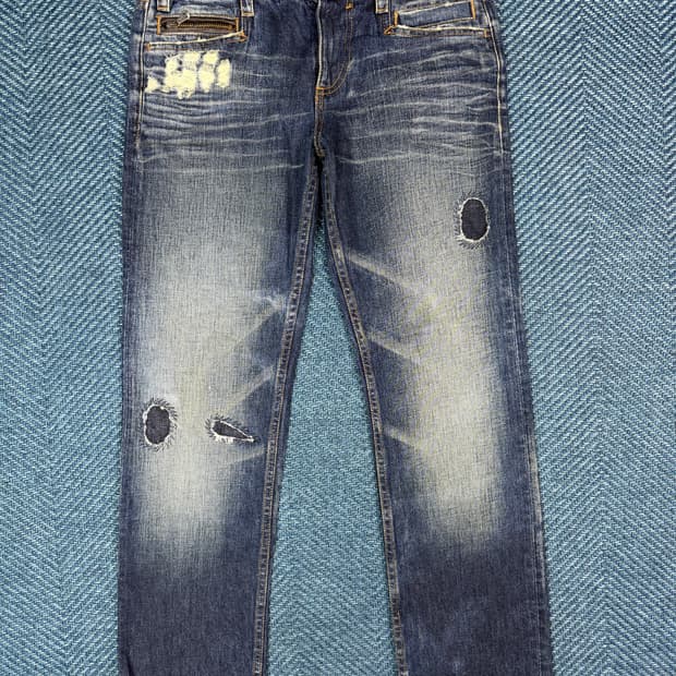 [정품] 돌체앤가바나 D&G 레더 포켓 디테일 디스트로이드 데님