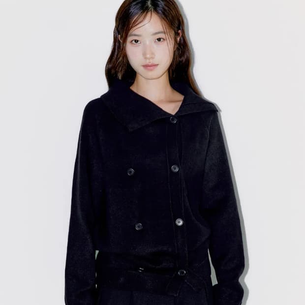 오피쉬 TWIN BUTTON CARDIGAN, BLACK