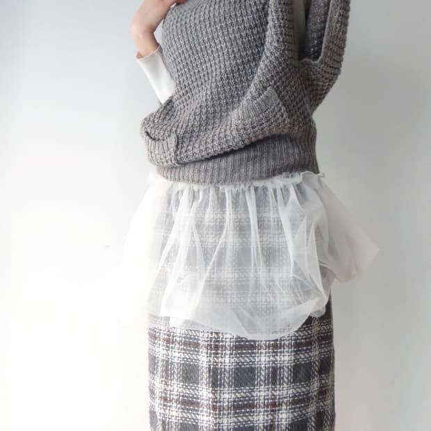 Highneck pocket knit / grey