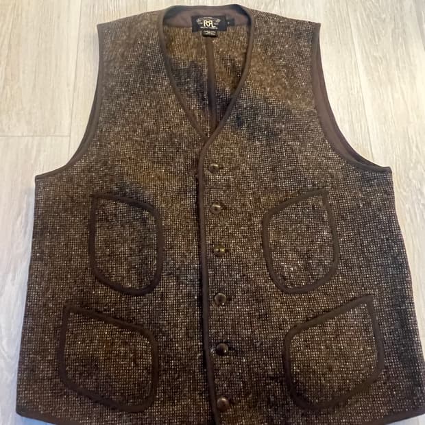RRL browns beach style wool vest L