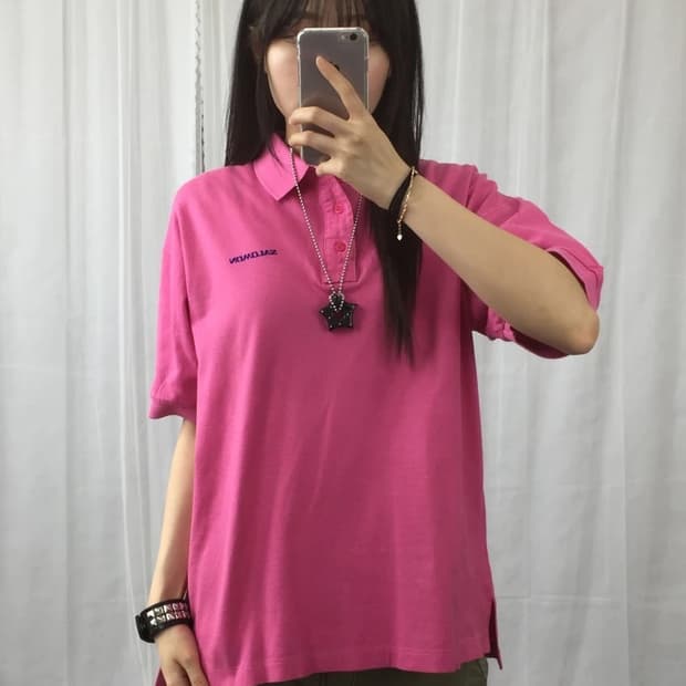 Old Salomon Pink Logo Polo Shirt