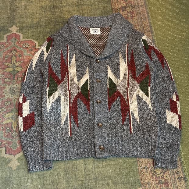 모던 워크웨어 나바호 숄카라 니트 가디건