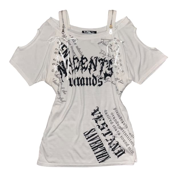 DIG DEEP 디그딥 아일렛 어깨 트임 반팔티 갸루y2k펑크