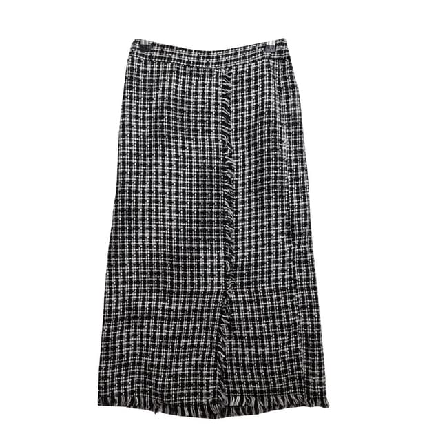 JPN 블랙 트위드 롱스커트 