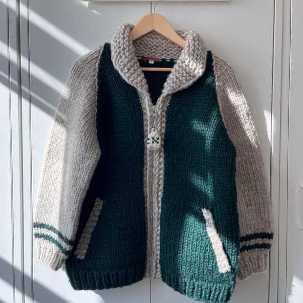 (Rare) 캐나다 종소리 배색 니트 리얼 헤비 코위찬 