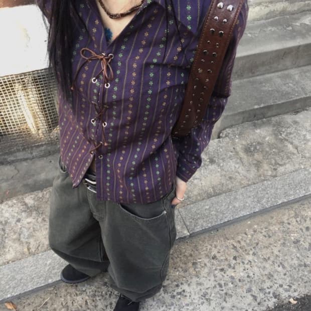 모래하우스 에스더 아일렛 셔츠 퍼플