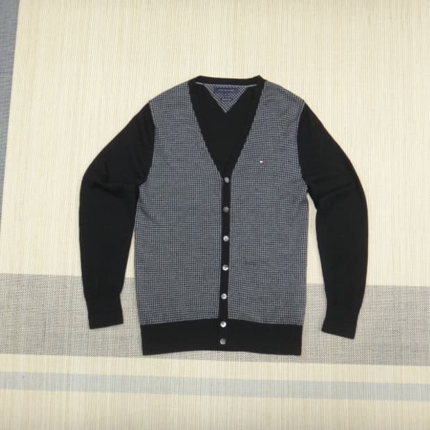(M) 타미힐피거 하운드투스체크 브이넥 가디건