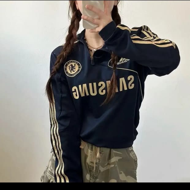 (L)아디다스 첼시 드릴탑 반집업 트레이닝탑