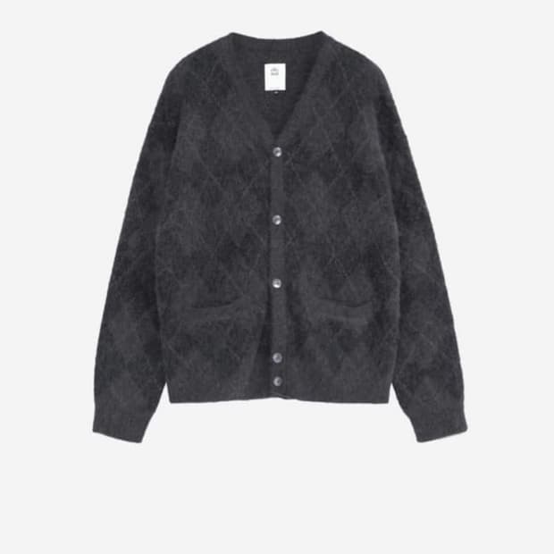 [4]폴리테루 모헤어 가디건 아가일 차콜