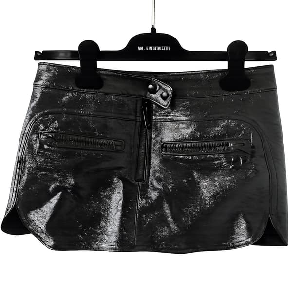 Courreges 블랙 에나멜 미니 스커트 38