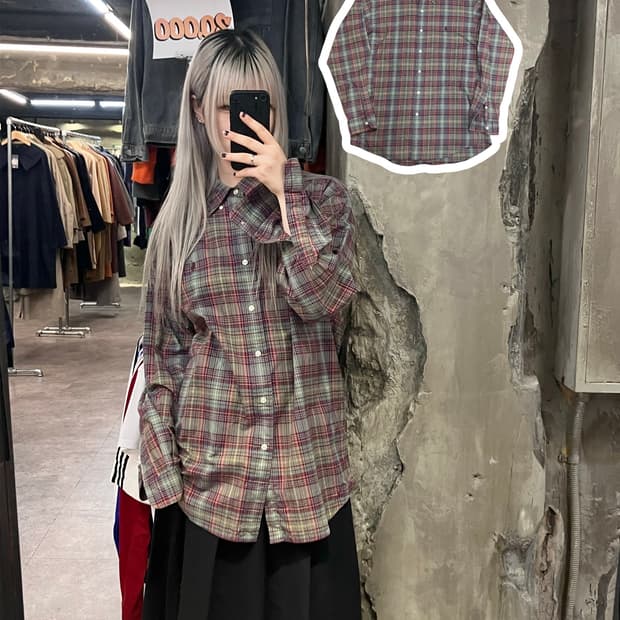 폴로 랄프로렌 체크 셔츠 그린 레드 XL #csz2905