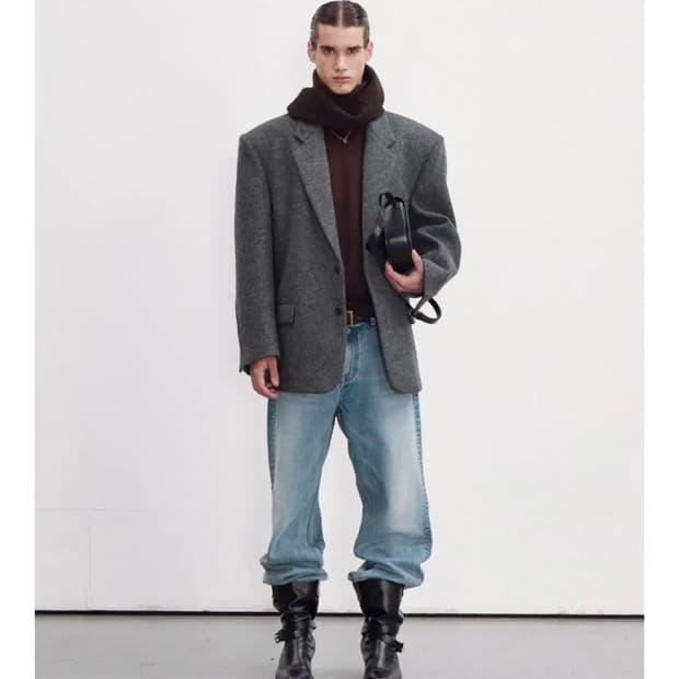 [S] 렉토 오버사이즈 버진 울 싱글 브레스트 코트 블레이저 자켓