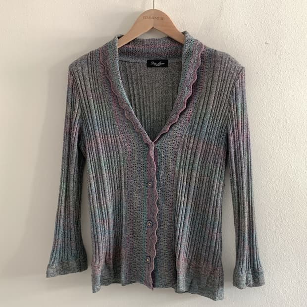(Vintage)Rainbow frill button cardigan