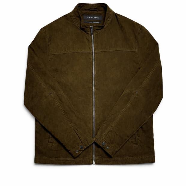 ZARA 자라 워크웨어 브라운 올리브 스웨이드 싱글 라이더 블루종 자켓