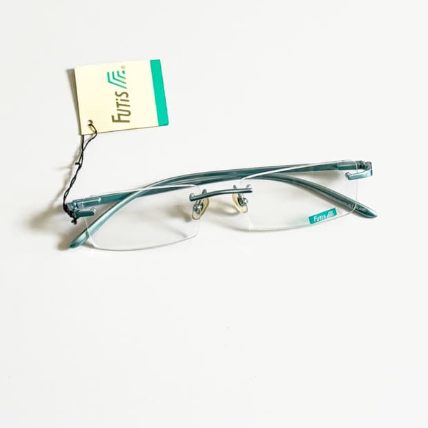 90s FUTIS 무테 스퀘어 블루 메탈 빈티지 안경