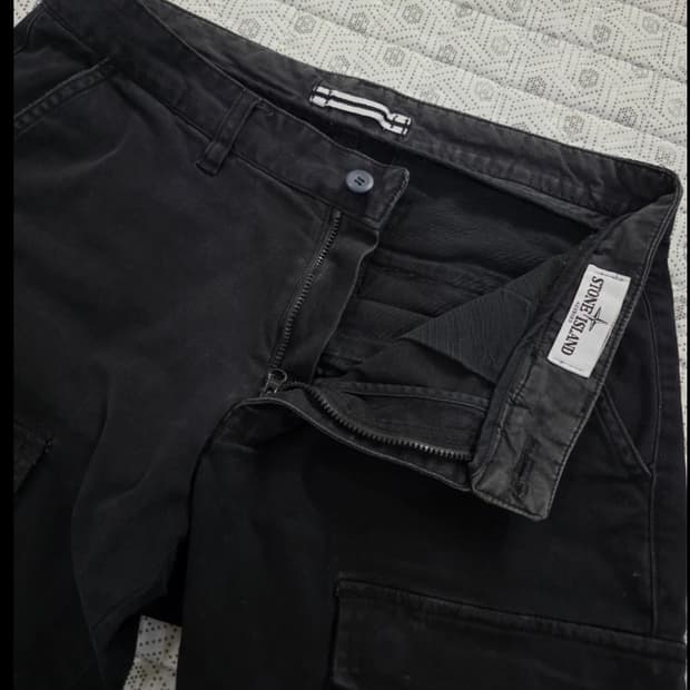 스톤아일랜드 블랙 카고 바지 W34