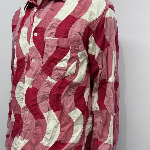 이세이 미야케 맨 패치워크 웨이브 셔츠